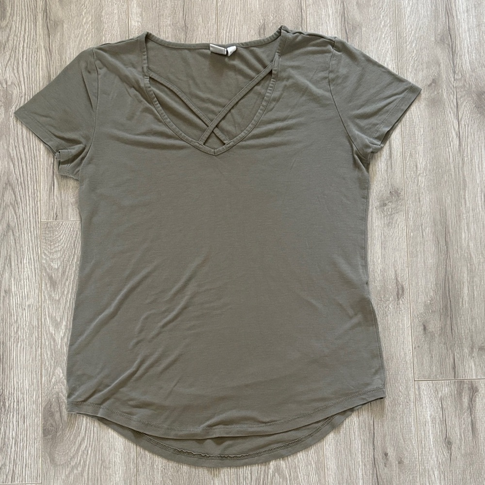 Twik Olive V-Neck Short Sleeve Tee